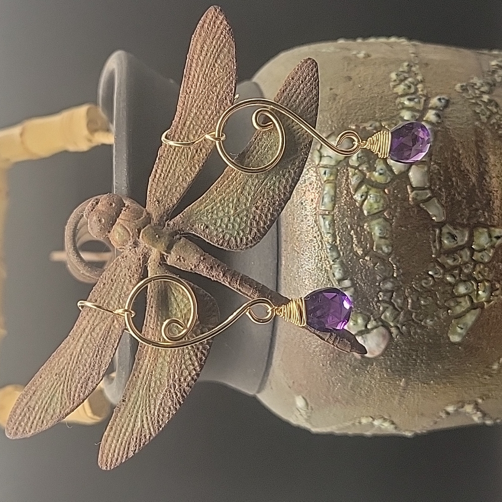 Amethyst faceted artisan earrings